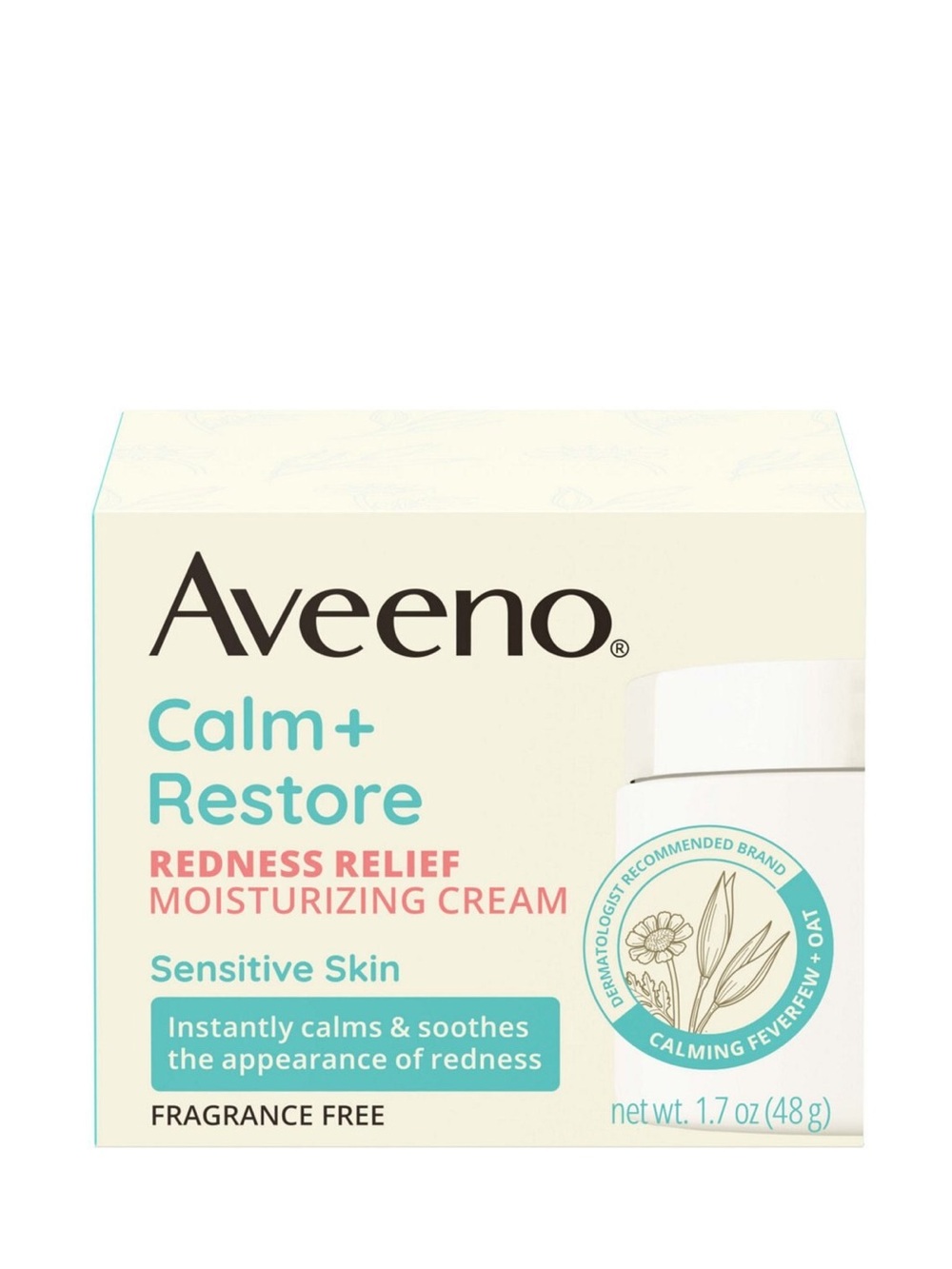 Aveeno Calm + Restore Redness Relief Cream Face Moisturizer 1.7 oz